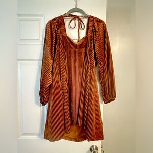 Velvet, burnt orange mini dress!!